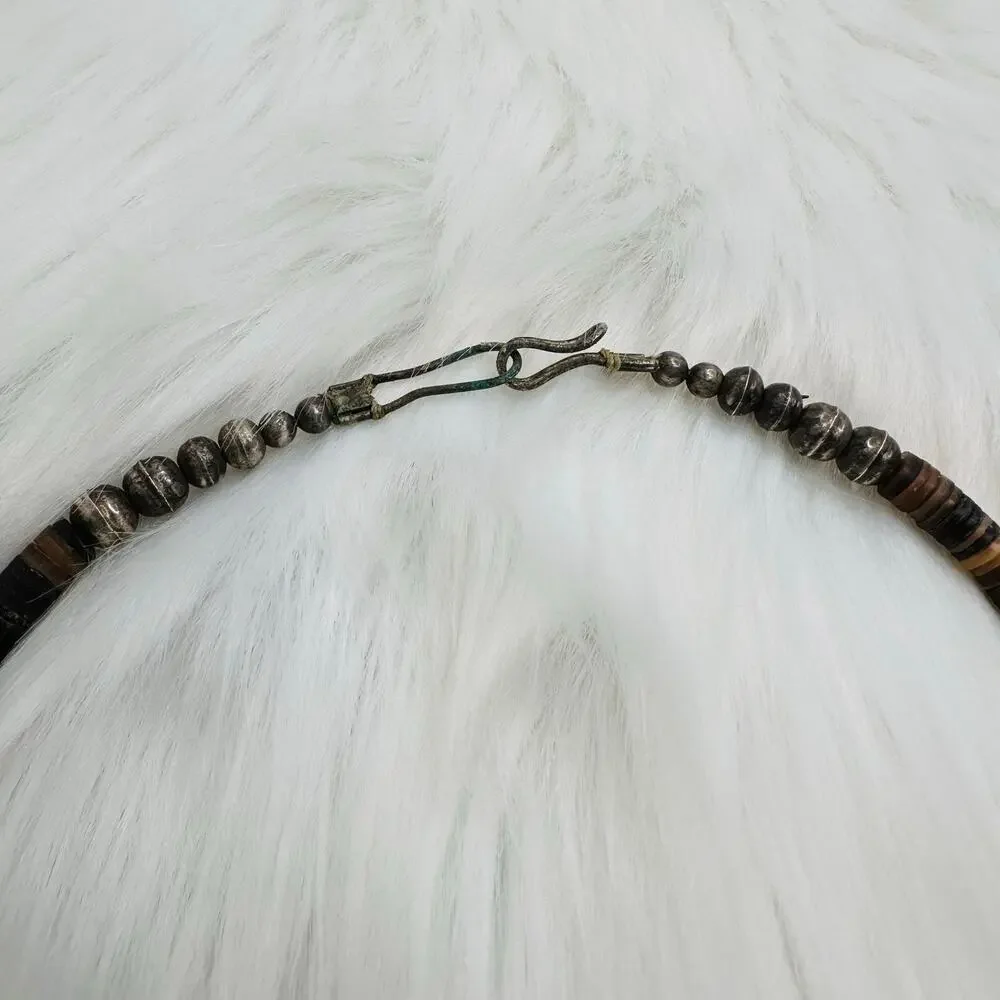 Men’s Faux Turquoise and Genuine Shell Beaded Necklace